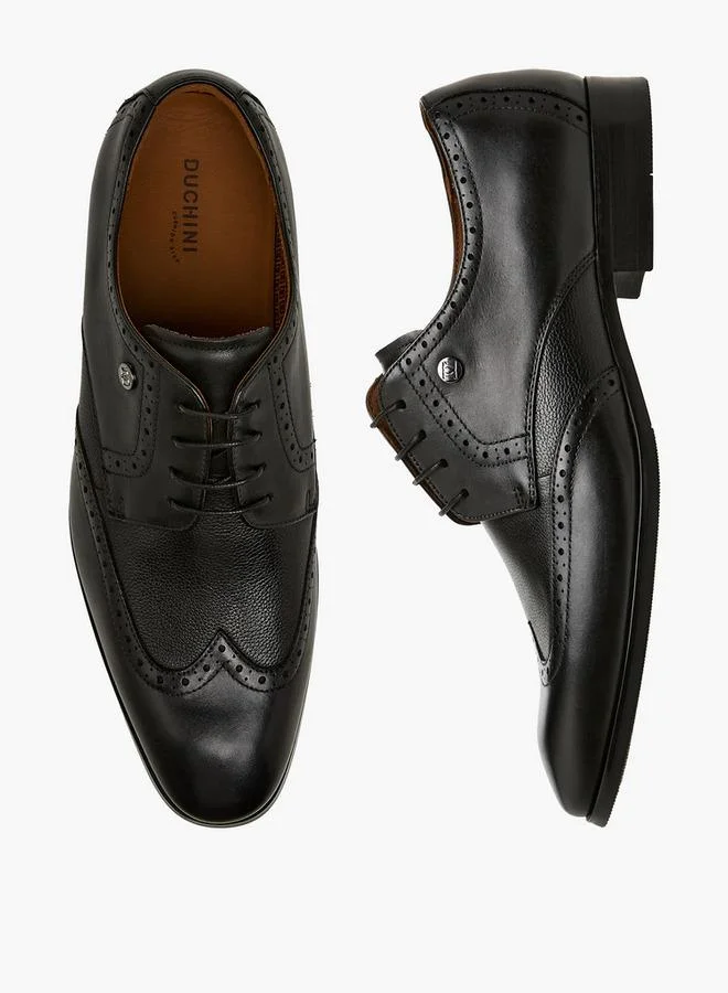 DUCHINI Men Lace-Up Leather Derby Shoes